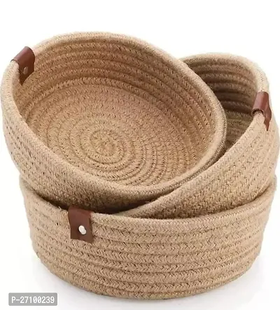 Mini Rope Storage Natural Handwoven Jute Shelf Basket For Your Home  Kitchen (SET OF 3)-thumb0