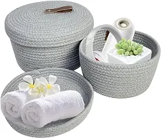 Storage Organizer Basket For Home and Kitchen White, Set of 2-thumb1