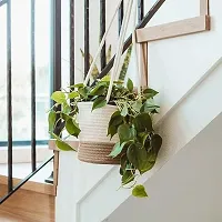 Hanging Planters Jute Rope Basket, Plant Holder with Long Hanging Rope Pack of 2-thumb1