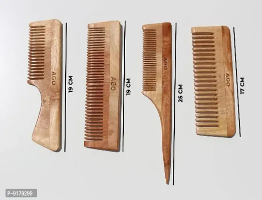 AGO Neem Wooden Comb | Hair comb set combo for Women  Men | Wooden Comb for Hair Growth, Hairfall, Dandruff C-thumb3