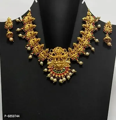 Stunning Gold Plated Temple Choker Necklace Set for Women