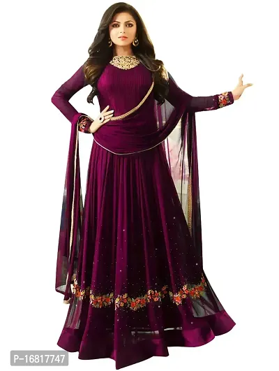 Trendy Georgette Purple Dress Material with Dupatta For Women-thumb0