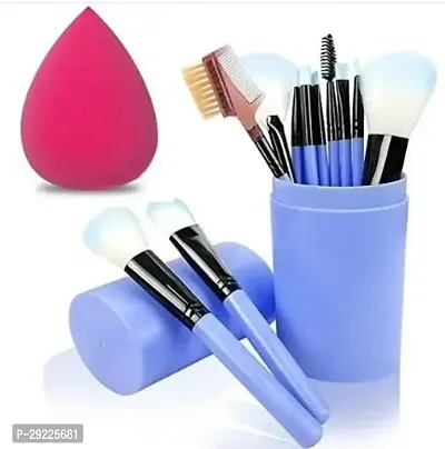 Makeup Brush Set - 12 Pcs Makeup Brushes For Foundation, Eyeshadow, Eyebrow, Eyeliner, Blush Powder, Concealer, Contour With 1 Pink Beauty Blender-thumb0