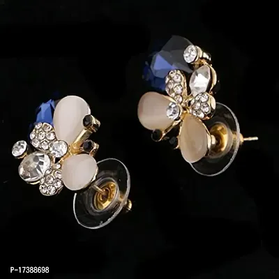 CALANDIS High Grade Crystal Rhinestone Butterfly Stud Earrings Fashion Wedding Blue-thumb2