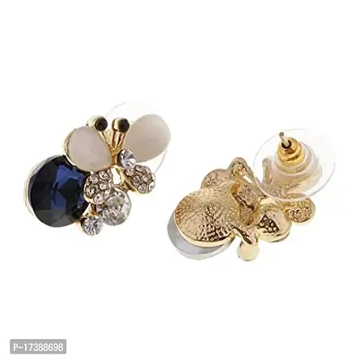 CALANDIS High Grade Crystal Rhinestone Butterfly Stud Earrings Fashion Wedding Blue-thumb0