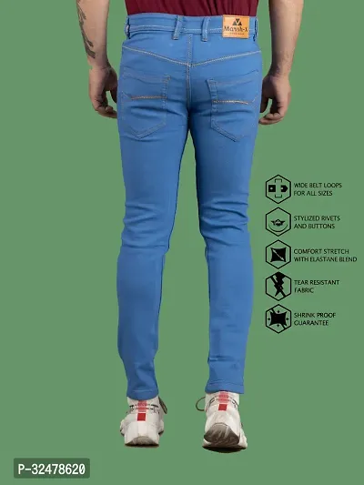 Comfortable Blue Denim Mid-Rise Jeans For Men-thumb3