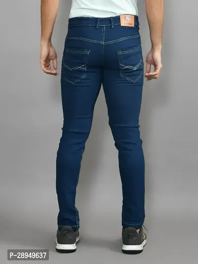 Stylish Blue Denim Solid Mid-Rise Jeans For Men-thumb2