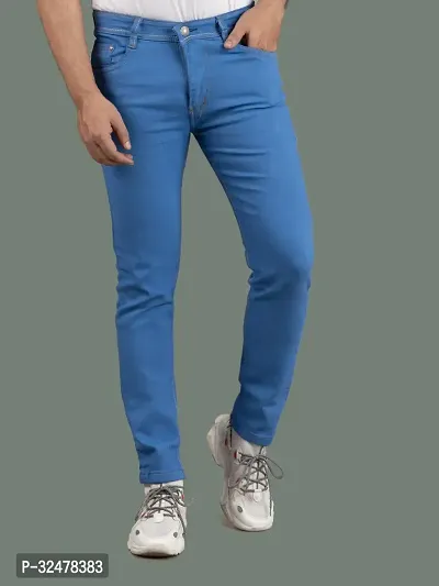 Comfortable Blue Denim Mid-Rise Jeans For Men-thumb4