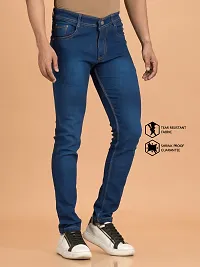 Comfortable Blue Denim Mid-Rise Jeans For Men-thumb2