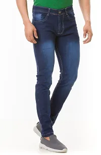 Comfortable Blue Denim Mid-Rise Jeans For Men-thumb2