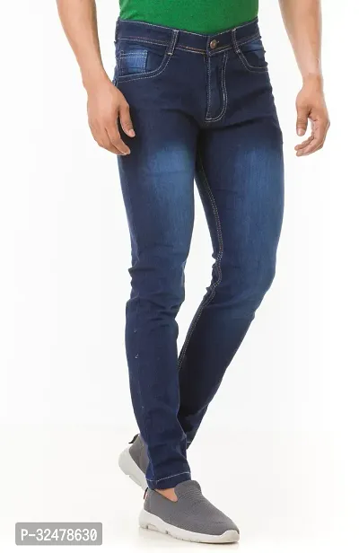 Comfortable Blue Denim Mid-Rise Jeans For Men-thumb3