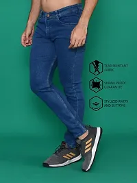 Stylish Blue Denim Solid Mid-Rise Jeans For Men-thumb1