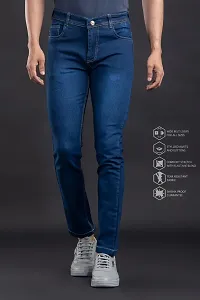 Comfortable Blue Denim Mid-Rise Jeans For Men-thumb1