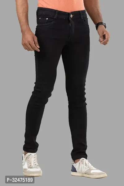 Comfortable Black Denim Mid-Rise Jeans For Men-thumb3