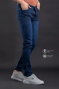 Comfortable Blue Denim Mid-Rise Jeans For Men-thumb2