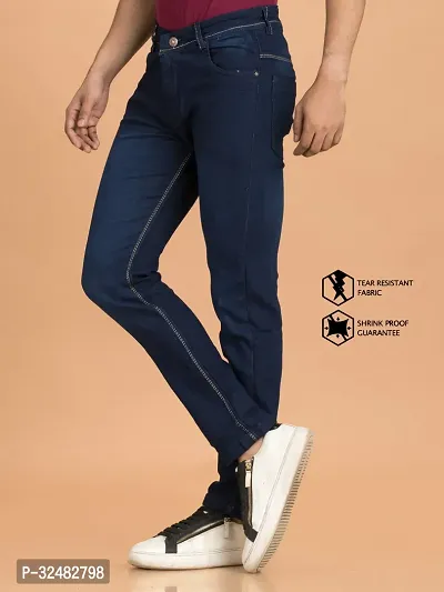 Elegant Denim Solid Jeans For Men And Boys-thumb4