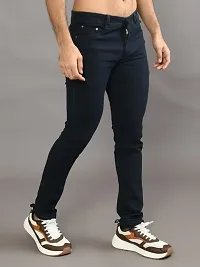 Stylish Black Denim Solid Mid-Rise Jeans For Men-thumb3