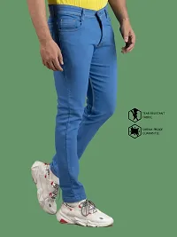 Stylish Blue Denim Solid Mid-Rise Jeans For Men-thumb2