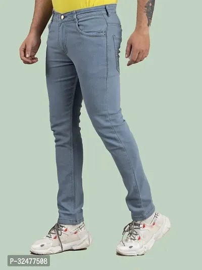 Comfortable Grey Denim Mid-Rise Jeans For Men-thumb0