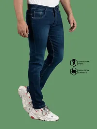 Stylish Blue Denim Solid Mid-Rise Jeans For Men-thumb2