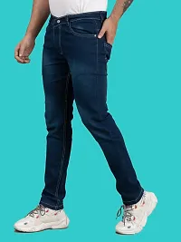 Comfortable Blue Denim Mid-Rise Jeans For Men-thumb3