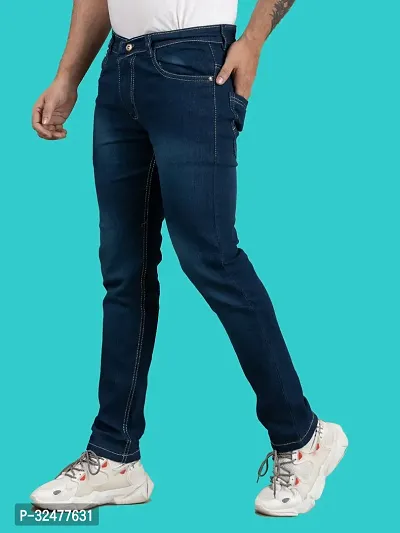 Comfortable Blue Denim Mid-Rise Jeans For Men-thumb4