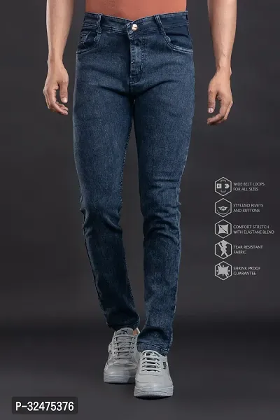 Comfortable Grey Denim Mid-Rise Jeans For Men-thumb2