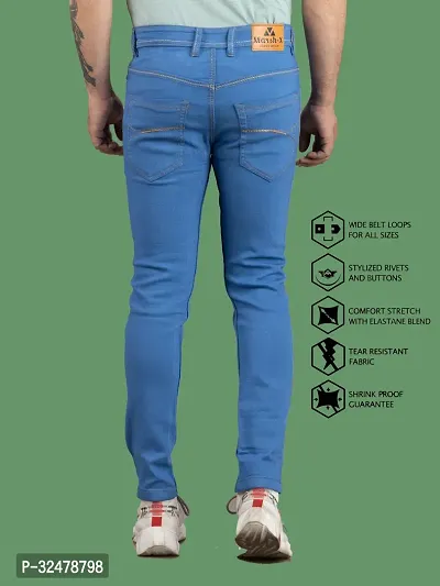 Comfortable Blue Denim Mid-Rise Jeans For Men-thumb2