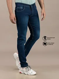 Comfortable Blue Denim Mid-Rise Jeans For Men-thumb2