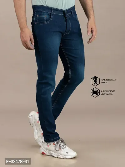 Comfortable Blue Denim Mid-Rise Jeans For Men-thumb3