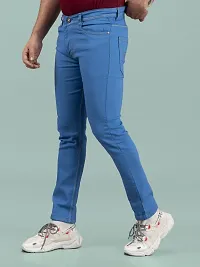 Stylish Blue Denim Solid Mid-Rise Jeans For Men-thumb3