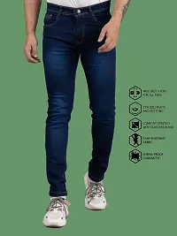 Stylish Blue Denim Solid Mid-Rise Jeans For Men-thumb3