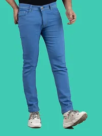 Stylish Blue Denim Solid Mid-Rise Jeans For Men-thumb2