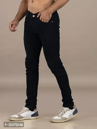 Comfortable Black Denim Mid-Rise Jeans For Men