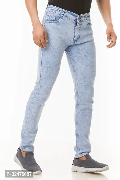 Comfortable Blue Denim Mid-Rise Jeans For Men-thumb3