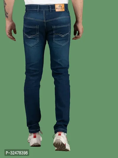 Comfortable Blue Denim Mid-Rise Jeans For Men-thumb2