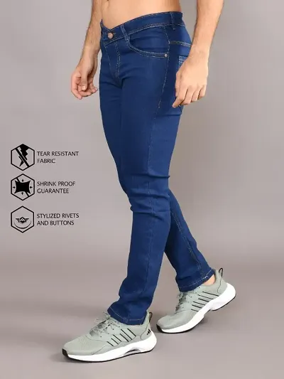 Trendy Strechable Fabric Solid Jeans For Men