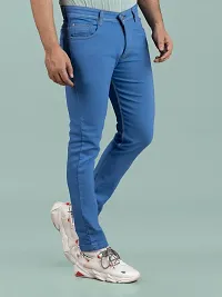 Comfortable Blue Denim Mid-Rise Jeans For Men-thumb2