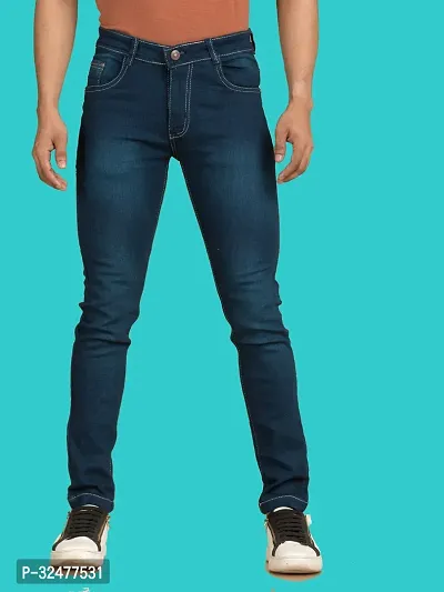 Comfortable Blue Denim Mid-Rise Jeans For Men-thumb2