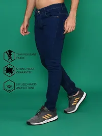 Stylish Blue Denim Solid Mid-Rise Jeans For Men-thumb1