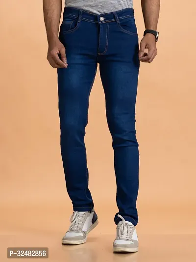 Elegant Denim Solid Jeans For Men And Boys-thumb0