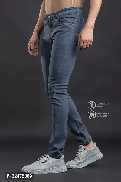 Comfortable Grey Denim Mid-Rise Jeans For Men-thumb3