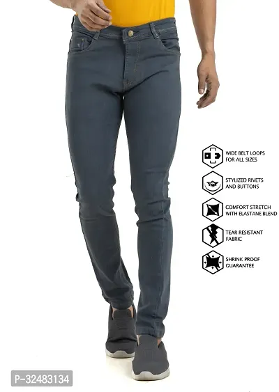 Elegant Denim Solid Jeans For Men And Boys-thumb0