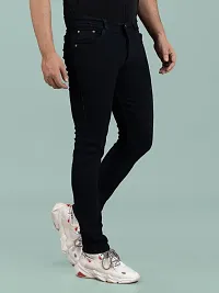 Stylish Black Denim Solid Mid-Rise Jeans For Men-thumb2