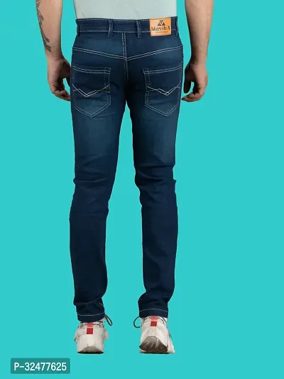 Comfortable Blue Denim Mid-Rise Jeans For Men-thumb2