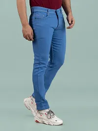 Stylish Blue Denim Solid Mid-Rise Jeans For Men-thumb2