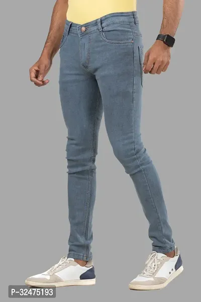 Comfortable Grey Denim Mid-Rise Jeans For Men-thumb0