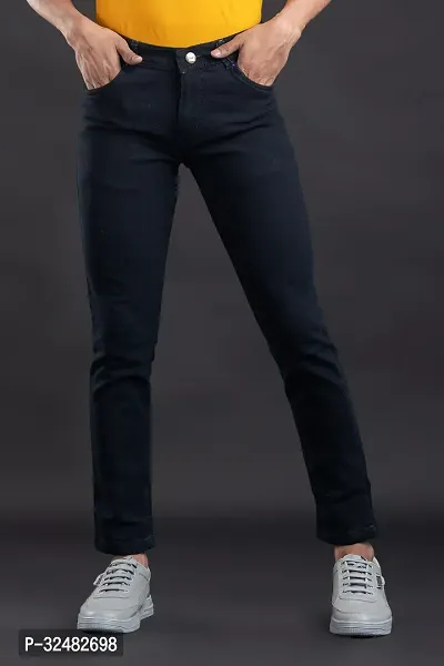 Elegant Denim Solid Jeans For Men And Boys