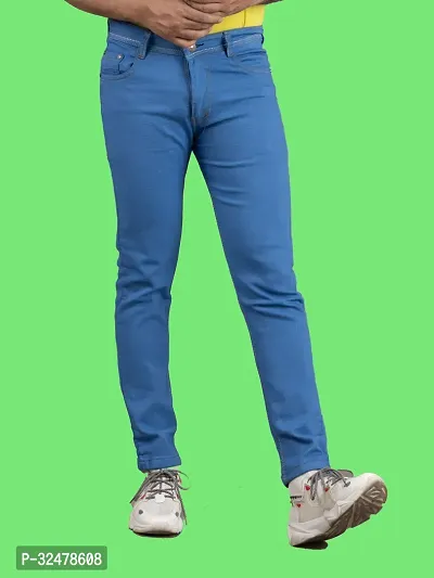 Comfortable Blue Denim Mid-Rise Jeans For Men-thumb4