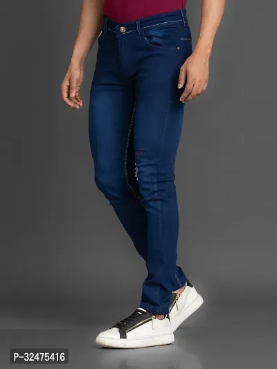 Comfortable Blue Denim Mid-Rise Jeans For Men-thumb0